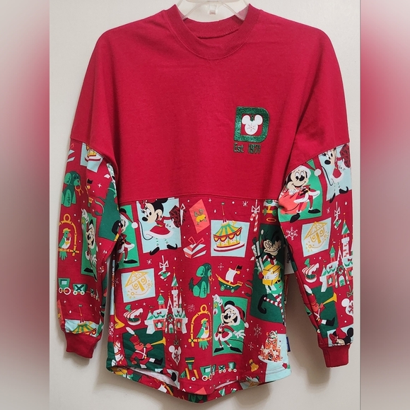 *NWT* Walt Disney World Parks Red XS Christmas Mickey Minnie Goofy Spirit Jersey - Picture 5 of 12